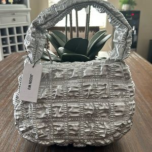 Jason Wu Silver Vegan Leather Bubble Baguette Shoulder Bag